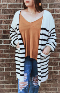 White Stripe Lush Cardigan