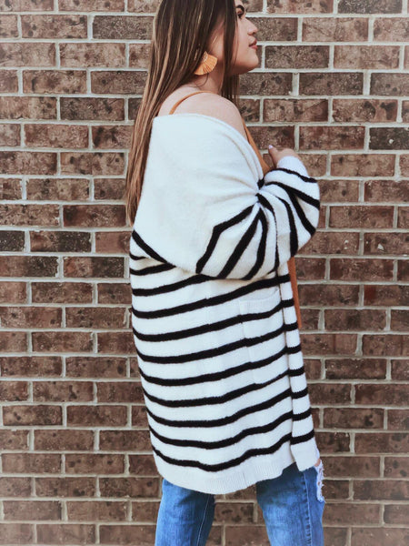 White Stripe Lush Cardigan