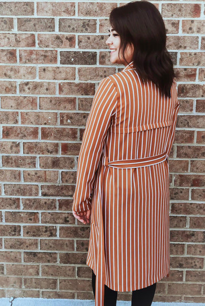 Tangerine-White Striped Cardigan