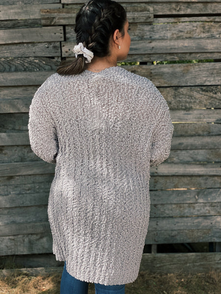 Grey Popcorn Sweater Cardigan