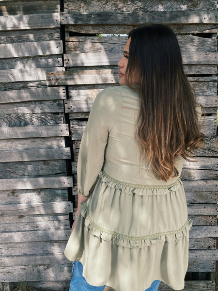 Olive Ruffle Tunic