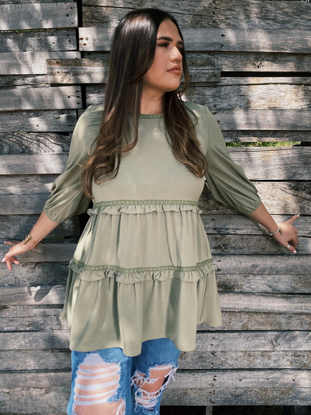 Olive Ruffle Tunic