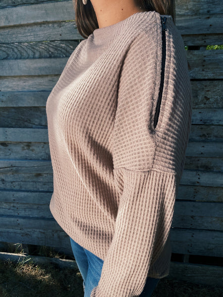 Taupe Waffle Top