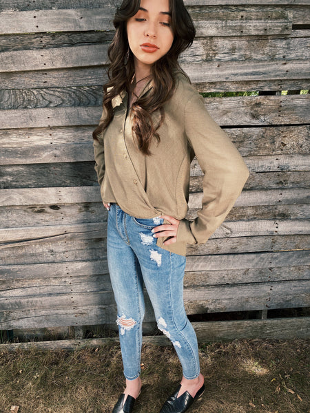 Olive Long Sleeve Top