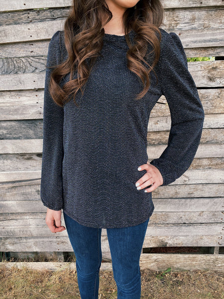 Navy Metallic Top