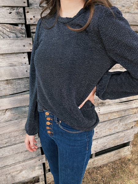 Navy Metallic Top