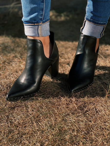 Black Stud Ankle Bootie