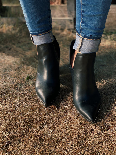 Black Stud Ankle Bootie